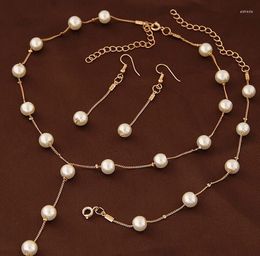 Collier boucles d'oreilles ensemble mode simulé perle bijoux pour femmes fille mariage déclaration Bracelet fête bijoux cadeaux