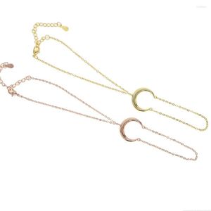 Collier Boucles D'oreilles Ensemble De Mode En Gros Bijoux Plaine Poli Double Corne Croissant De Lune Chaîne Main Or Couleur Bracelet Avec Anneau Esclave