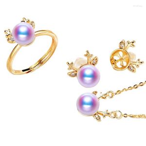 Collier boucles d'oreilles ensemble perle d'eau douce bijoux accessoires femmes mariage 2023 naturel plaqué or 18 carats à la mode ancre blanche