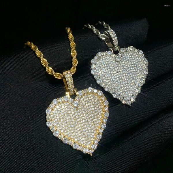 Collier Boucles D'oreilles Ensemble Plein Cz Pavé Coeur Pendentif Plaqué Or Argent Couleur Pour Femmes Dame De Mode De Mariage Colliers Bijoux En Gros