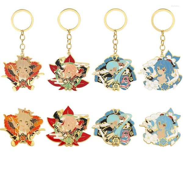 Collar Pendientes Set Genshin Impact Anime Metal Esmalte Broches Llavero Ganyu Kazuha Naganohara Yoimiya Kamisato Ayaka Colgante Llavero