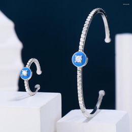 Ketting oorbellen set Godki trendy lucky flower saoedi -Arabië bangle ring voor vrouwen bruiloft verloving Brincos para als mulheres 2023