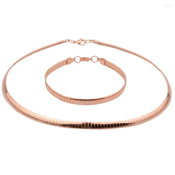 Conjunto de collar y pendientes Granny Chic, cadena de serpiente de acero inoxidable 316L, gargantilla y pulsera de Color oro rosa para mujer, joyería