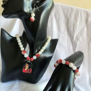 Ketting oorbellen set handgemaakte Griekse vrouwenclubmeisje mode klassieke disco ball parel sieraden