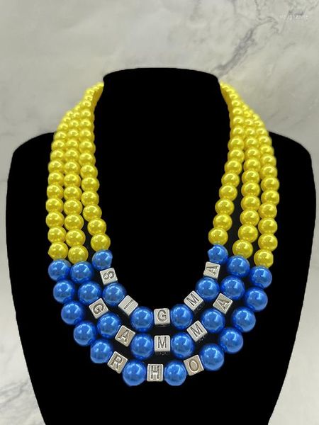Collier boucles d'oreilles ensemble fait à la main grec délicat trois couches plusieurs séries couleurs colliers de perles femmes sororité bijoux de mode