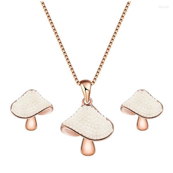 Collier boucles d'oreilles ensemble HC mode champignon pendentif enfant fille Vintage simulé perle enfants fête cadeau ensembles bijoux T