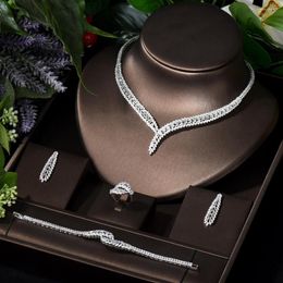 Ketting Oorbellen Set HIBRIDE Classic Baguette Cubic Zirconia Stone Wedding En Earring Dubai Nigeriaanse CZ Bruidssieraden Bijoux S-010