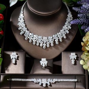 Ketting Oorbellen Set HIBRIDE Exclusieve Oorbel Ring Armband Vrouwen Bruids Accessoires Geschenken CZ Bruiloft Ornament Collier Mariage N-866