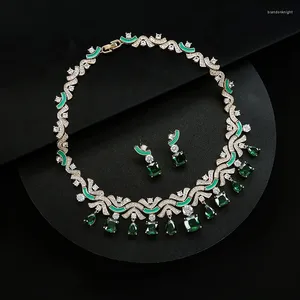 Conjunto de collar y pendientes HIBRIDE geometría Multicolor Bling Cubic Zirconia Dubai nupcial para mujer accesorios de vestido de fiesta de boda N-1554
