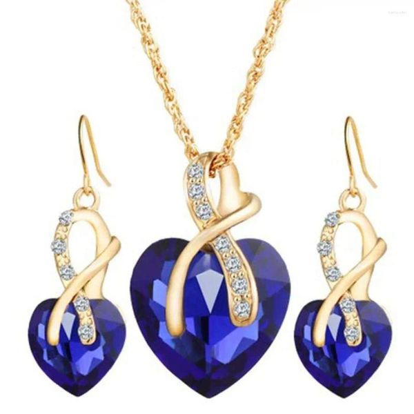 Ensemble de collier et boucles d'oreilles en cristal autrichien de haute qualité, pendentif en forme de cœur, en Zircon cubique, colliers et bijoux pour femmes, pour mariage