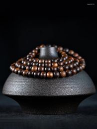 Boucles d'oreilles de collier ensemble de haute qualité réel naturel vieux matériau kalimantan perles de bois d'agar