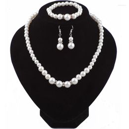 Ketting oorbellen set hocole Europa merk gesimuleerde pearl armband vrouwen inlay cz bruid groothandel sieraden