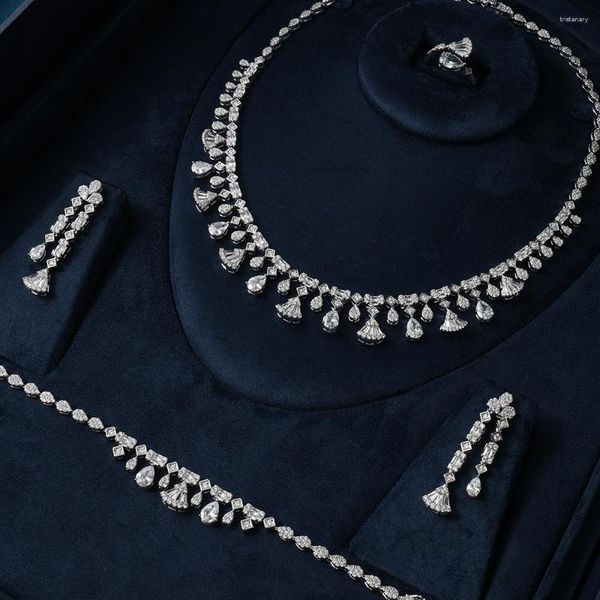 Colar brincos conjunto em jóias luxo lustre forma dubai nupcial zircônia para festa feminina cz cristal casamento moda jóias