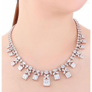 Boucles d'oreilles de collier Set India Bridal Jewelry Wedding Zirconia High Quality Earge pour femmes et
