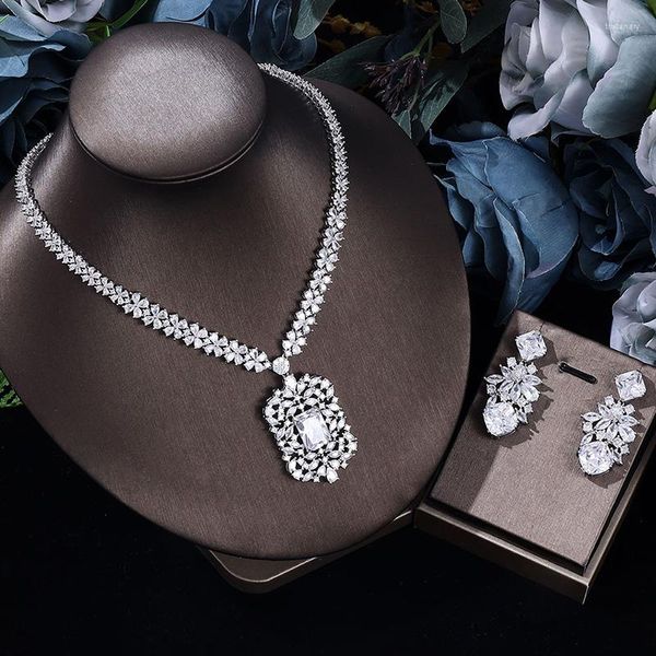 Collier boucles d'oreilles ensemble inde dubaï bijoux de mariée zircon cubique adapté aux accessoires de mariage des femmes