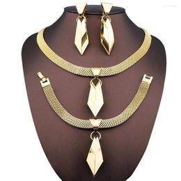 Ketting oorbellen set India oorbel armbandsets voor vrouwen geschenk Afrikaanse bruids bruidsgeschenken goudkleur groot feest