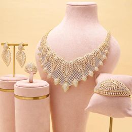 INJEWELIFE – ensemble de bijoux de luxe pour femmes, collier et boucles d'oreilles, en zircone cubique, accessoire de bijoux de fête pour mariées africaines