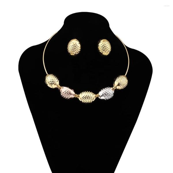 Ensemble collier et boucles d'oreilles en perles ovales de couleur italienne, bijoux Design mignon pour femmes africaines, cadeau de fête de mariage pour mariée