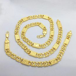 Ketting Oorbellen Set Italiaanse Sieraden 18K Verguld Nieuwste Ontwerp Dames Heren Koper Lang 23CM Armband Nigeriaanse Feest Bruiloften Sieraden