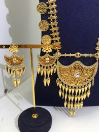 Ensemble collier et boucles d'oreilles JaneKelly de luxe, 2 pièces, bijoux avec zircone cubique pour femmes, accessoires de fête de mariée, Indina, arabe saoudien