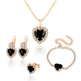 Ensemble de boucles d'oreilles et collier pour femmes, bijoux en cristal Zircon, cœur léger, Bracelet de luxe, bague, breloques, cadeaux de mariage