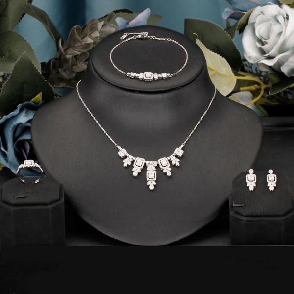 Conjunto de collar y pendientes para mujer, joya de circonia cúbica de lujo, cristal, boda, fiesta de compromiso, Dudai, regalo de África y Oriente Medio