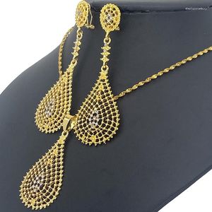 Ketting Oorbellen Set Sieraden Sets Voor Vrouwen Dubai Bruids Vergulde Bruidsmeisje Gift Accessoires