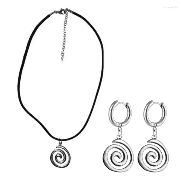 Ensemble de collier et boucles d'oreilles, bijoux en corde réglable, pendentif moderne Unique, adapté à un événement spécial