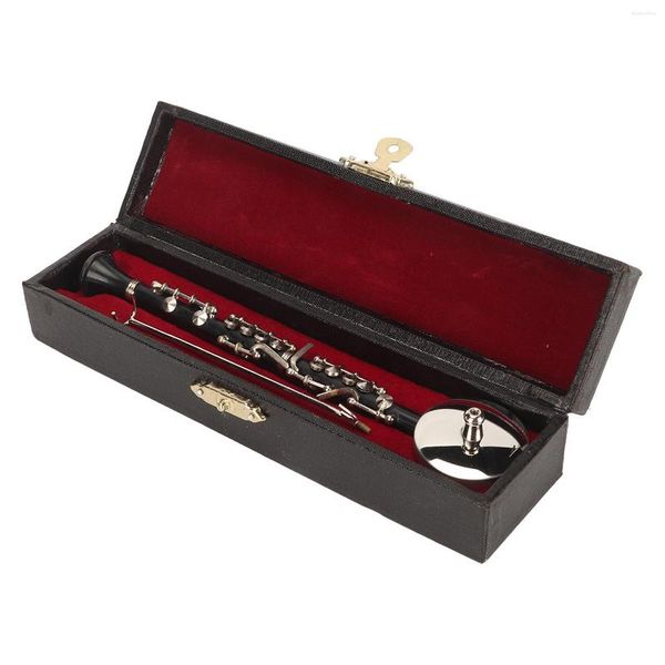 Conjunto de pendientes de collar, joyería, clarinete en miniatura con soporte y estuche, Mini instrumento Musical, modelo de casa de muñecas, adorno de 16cm/6,3 pulgadas