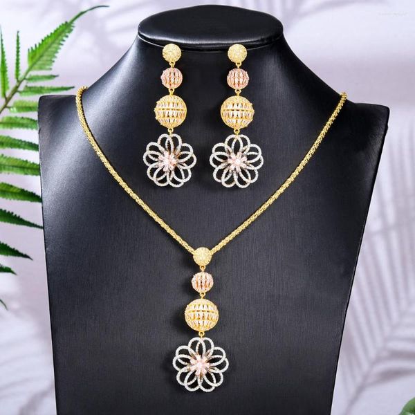 Collier boucles d'oreilles ensemble Jimbora fleur douce pour les femmes originales mariée mariage russie dubaï mode fête cadeau