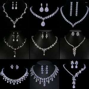 Ketting Oorbellen Set JMK Prachtige Bruids Zirkoon Vrouwen Bruidsmeisje Bruiloft Sieraden Valentijnsdag Party Gift Dropship