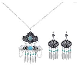 Ketting Oorbellen Set Kazachstan Etnische Hanger Sets Blauw Rood Kralen Gunstige Cloud Patroon Turkse Zigeuner Afghaanse Statement Sieraden