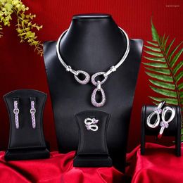 Collar Pendientes Set Kellybola Original Lujo Dubai 4PCS Pulsera Anillo Cubic Zirconia Para Mujer Compromiso de boda