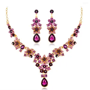 KMVEXO – ensemble collier et boucles d'oreilles de luxe, violet, vert, bleu, cristal, étoile, strass, bijoux de mariage pour femmes