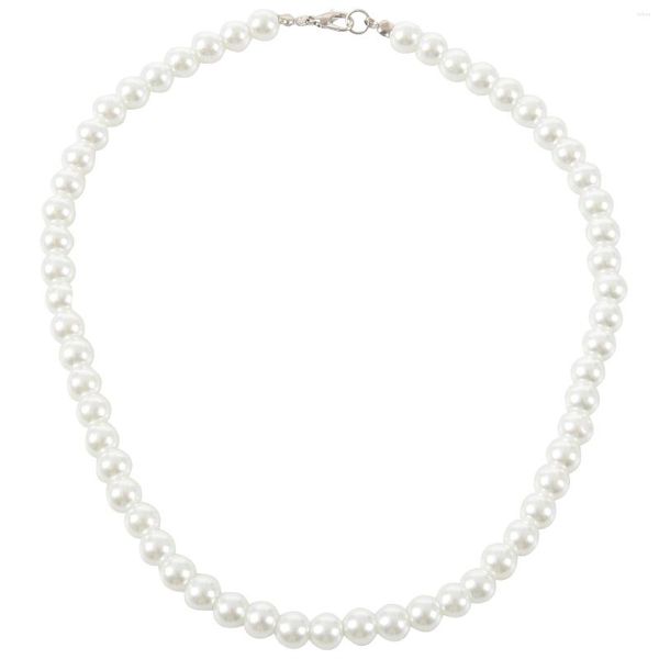 Conjunto de collar y pendientes para mujer, cierre de mosquetón, redondo, perla de imitación, color blanco