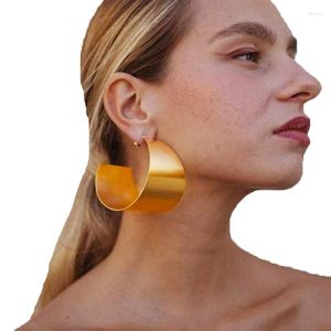 Boucles d'oreilles de collier Set dames rondes en acier inoxydable or grand cerceau boucle d'oreille pour femmes bijoux de mode africain plaqué
