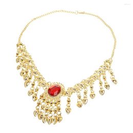 Ketting oorbellen set dames bruiloft bollywood mode 2 in 1 headpiece head chain buikdans frontlet sieraden