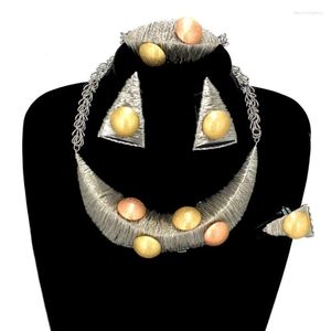 Ketting Oorbellen Set Nieuwste Luxe Design Festival Vrouwen Verguld Bruiloft Mode Brazilië Bruidsmode FHK13644