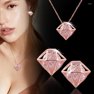 Conjunto de collar y pendientes LEEKER para mujer, pendiente de tuerca, gargantilla de Color rosa dorado y plateado, accesorios de boda nupcial, joyería 2023 LK3