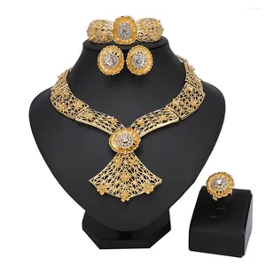 Ensemble de boucles d'oreilles et collier Longqu Dubai, ensembles de bijoux plaqués or 18 carats pour femmes, perles nigérianes de haute qualité, bijoux de mariée de mariage, vente en gros
