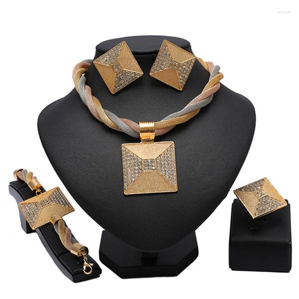 Conjunto de pendientes de collar Longqu Dubai oro joyería colorida al por mayor boda nigeriana mujer 2022 diseño africano de moda