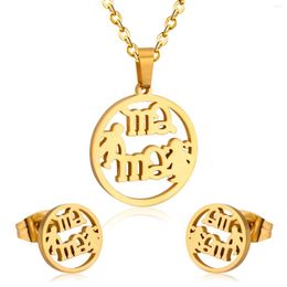 Collier boucles d'oreilles ensemble LUXUKISSKIDS acier inoxydable MAMA pendentif pour femmes mode fête des mères cadeau dubaï africain