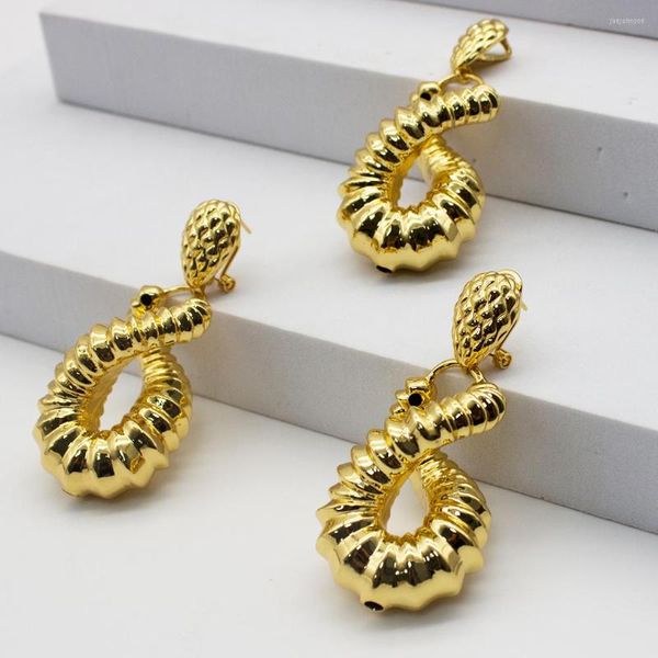 Collier Boucles D'oreilles Ensemble De Luxe Qualité Belle 8 Forme Pendentif 24k Or Plaqué Pour Les Femmes Africaines Dubaï Fête De Mariage Usage Quotidien