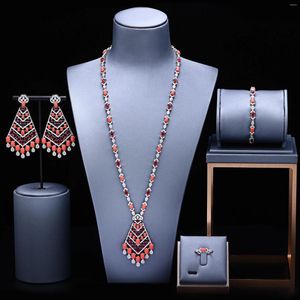Collier Boucles d'oreilles Set Luxury Zirconia Dubai Wedding Jewelry CZ PENDANT BRACELET RING POUR FEMMES DU TURKE
