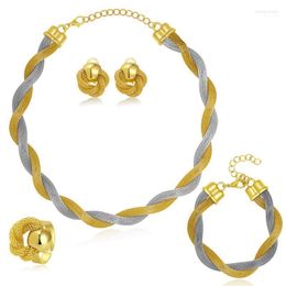 Ketting oorbellen set lzhlq vrouwen metalen choker kettingen sets trendy multilayer twist turques string geometrische sleutelbeen ketting punk sieraden