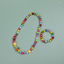 Collier Boucles D'oreilles Ensemble Makersland Terre Perles En Mignon Fruits Renversés Bracelet En Plastique Bijoux Pour Enfants Pour L'usure Quotidienne Et Les Fêtes