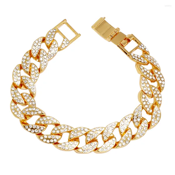 Ensemble collier et boucles d'oreilles pour hommes, accessoires élégants, bijoux décoratifs, bracelet à breloques en or, strass, décoration pour garçon, alliage Miss Diamond Tennis