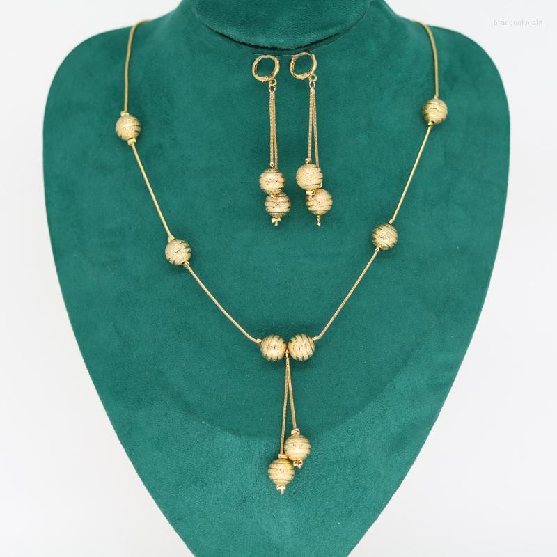 Ketting oorbellen set manna charme ball sets gouden kleur kleine klontjes dubai lijm voor vrouwen/meisjes ethioipian Afrikaanse sieraden aanwezig