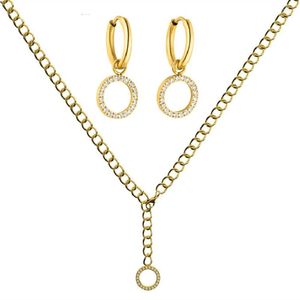 Ketting oorbellen set mavis haas roestvrij staal gesloten gloed dikke kristallen cirkel ring oorbel als kerstdag cadeau