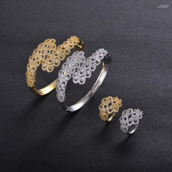 Collier boucles d'oreilles ensemble Moyen-Orient Dubaï luxe zircon cubique costume Bracelet anneau dames haut de gamme Design européen et américain tempérament
